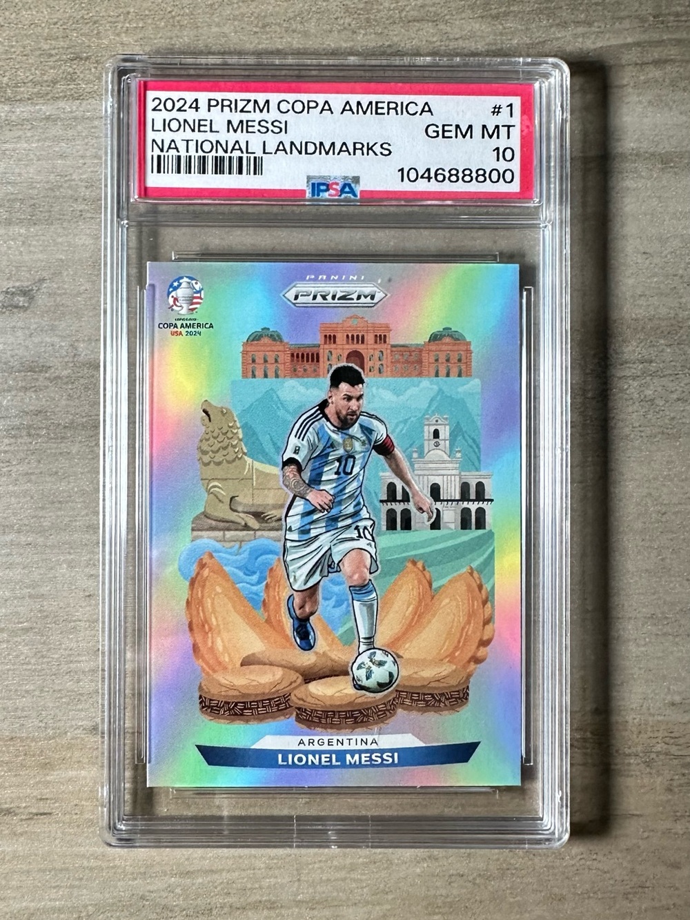Lionel Messi Gem Mint 10 2024 Panini Prizm Downtown Novelty Card. Argentina.